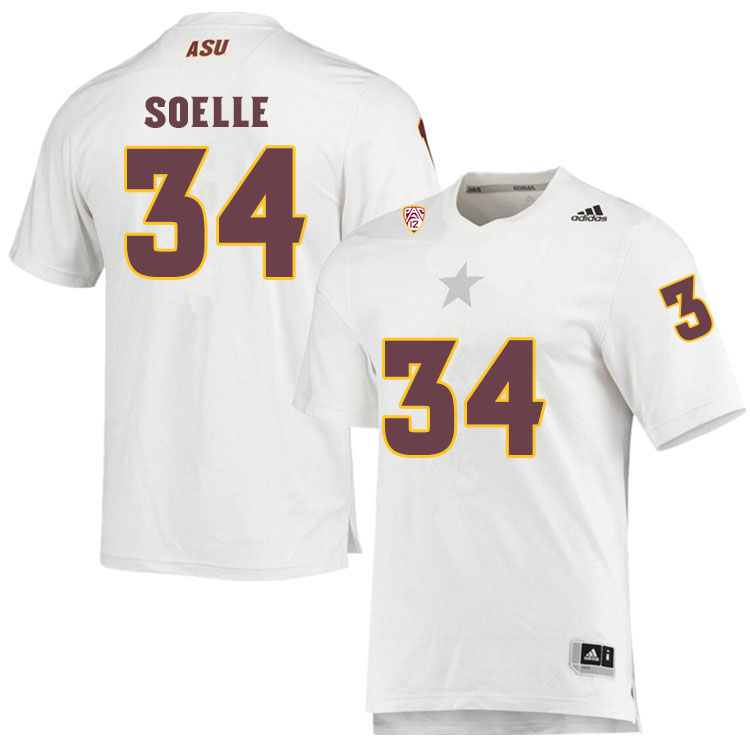 Men #34 Kyle SoelleArizona State Sun Devils College Football Jerseys Sale-White